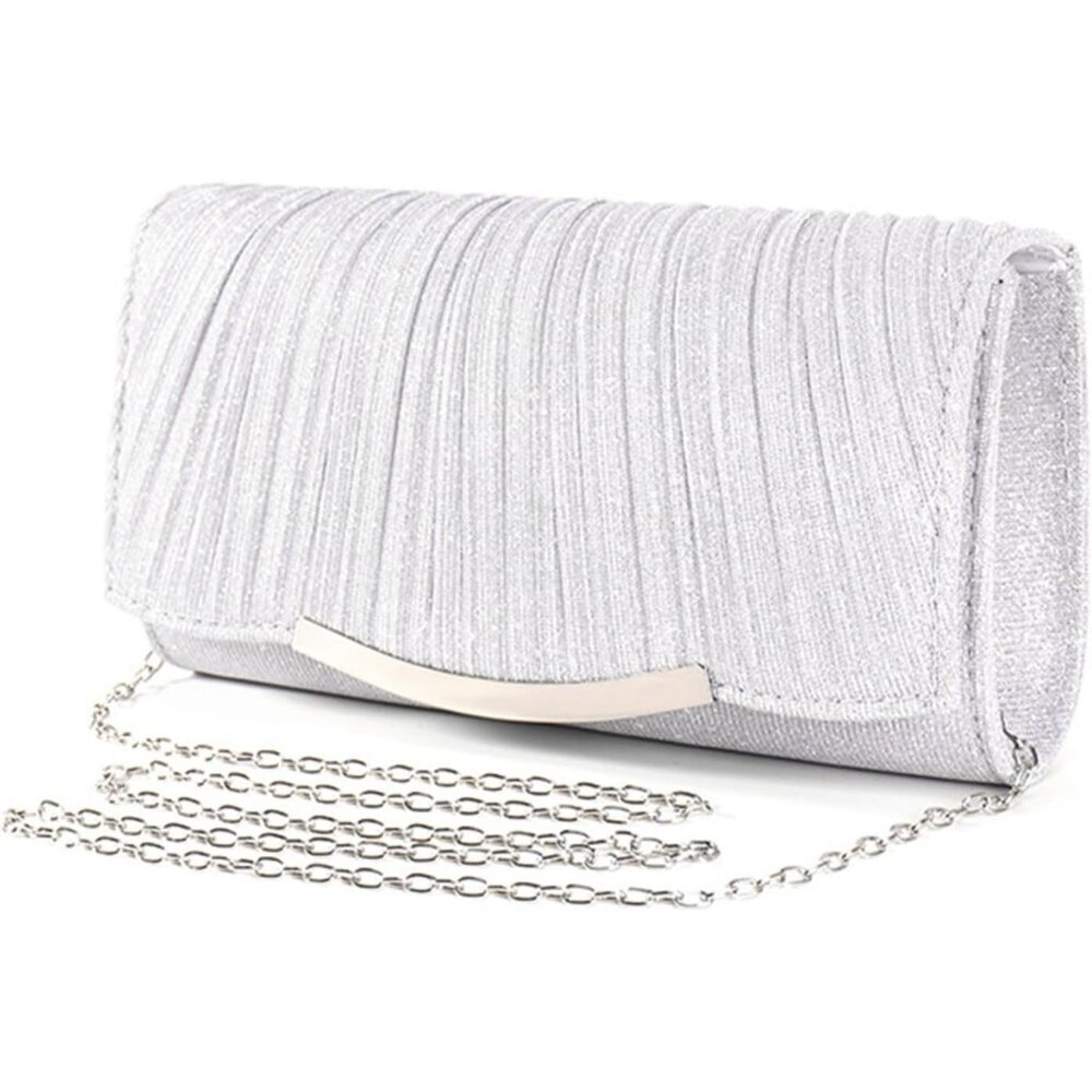 ⚡Women's Evening Clutch Crossbody Wedding Prom Party Engagement Silver Handbags